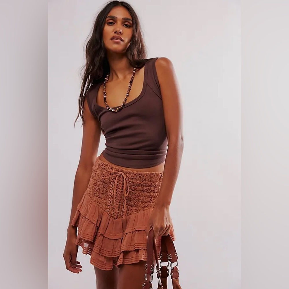FREE PEOPLE
Fp One Lucia Mini Skirt - Clay Brown - Picture 3 of 12
